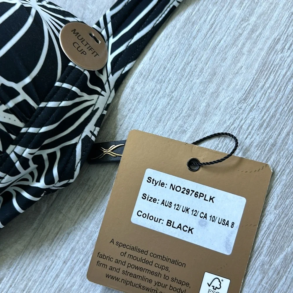 Nip Tuck One Piece Swimsuit/Bathing suit Blackk/White size 8 - Picture 6 of 10